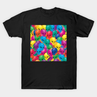 rainbow alien pattern T-Shirt